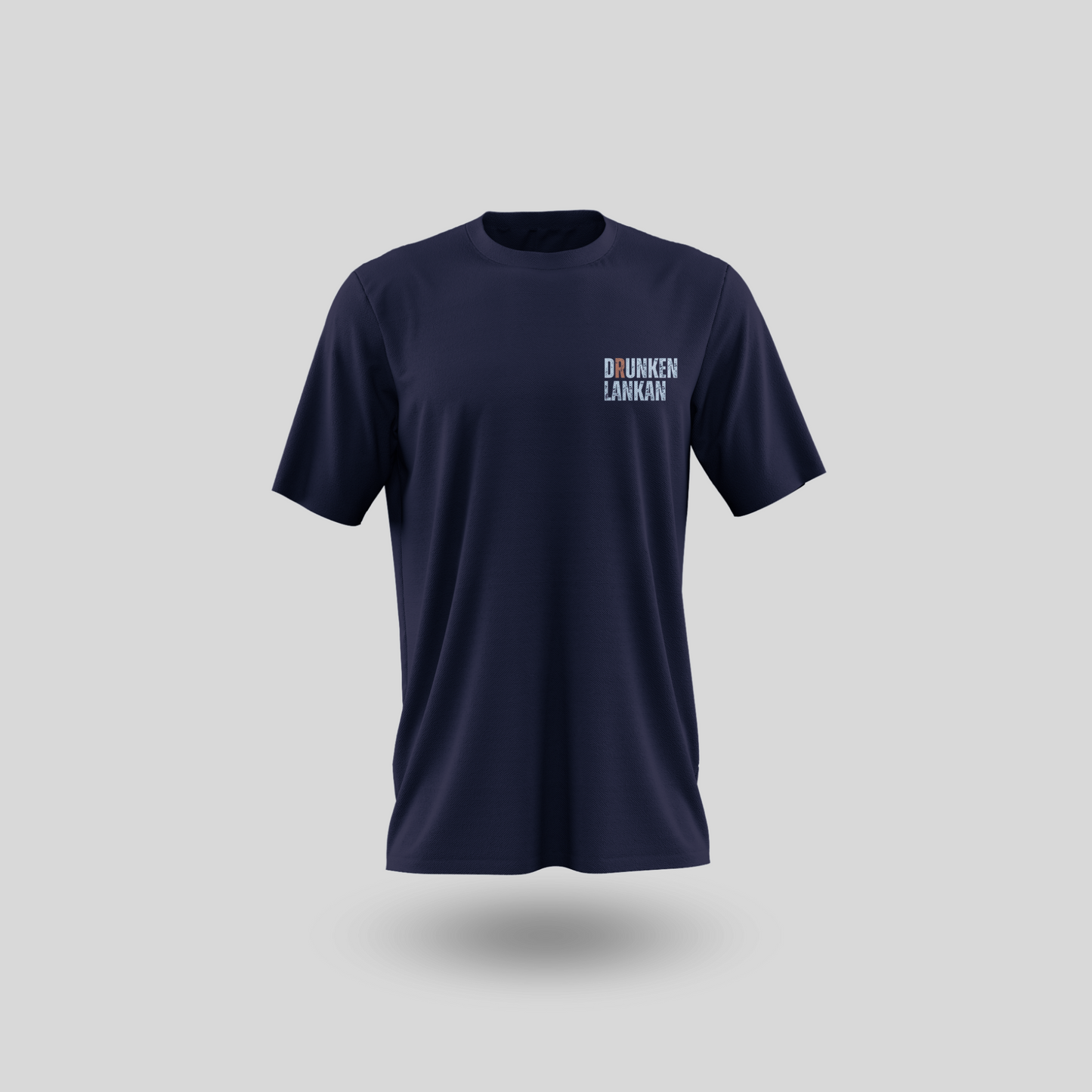 Drunkenlankan dark blue oversized T-shirt with tropical skeleton design. (hospitality mentality)